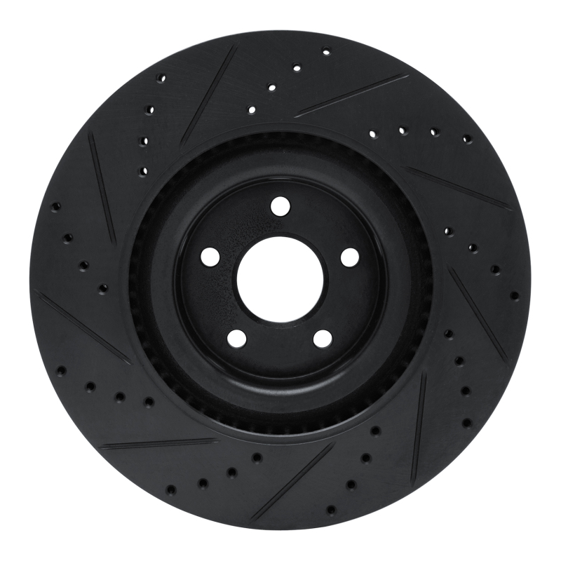 Ford Focus Brake Rotor (1) - Front Right - R1 Concepts - Drilled & Slotted - Black - `16-`18